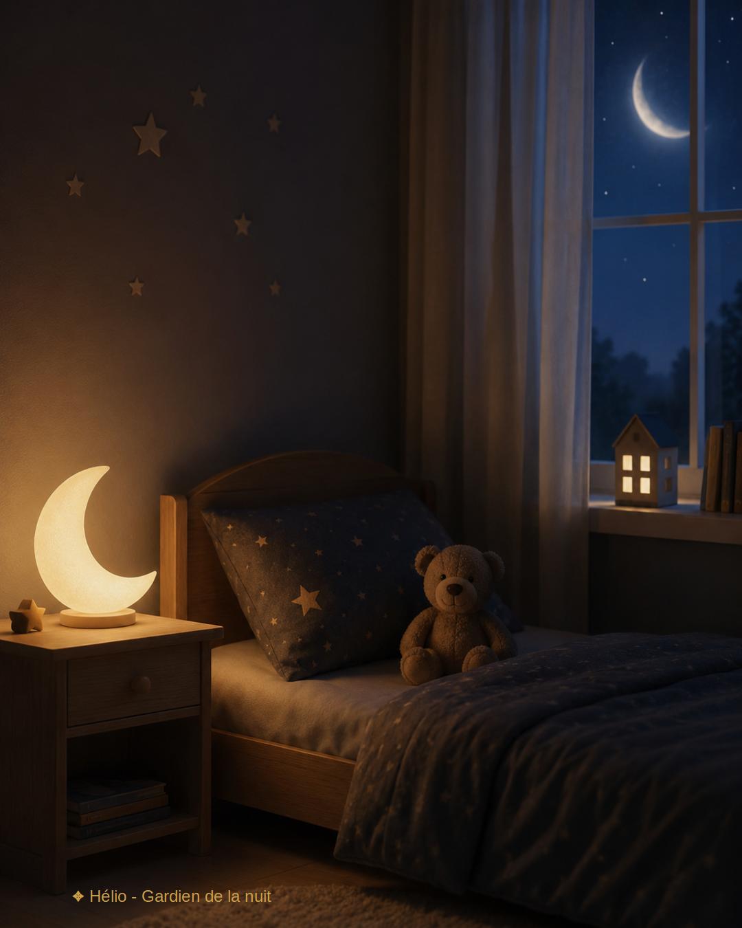 Maison calme et lumière tamisée après le coucher des enfants