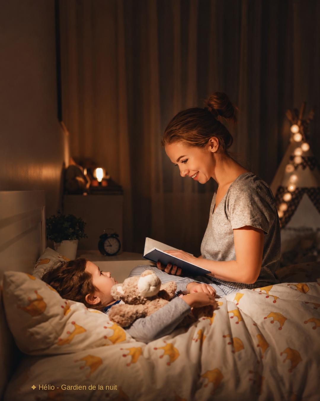 Enfant calme dans son lit après un rituel du soir plus prévisible