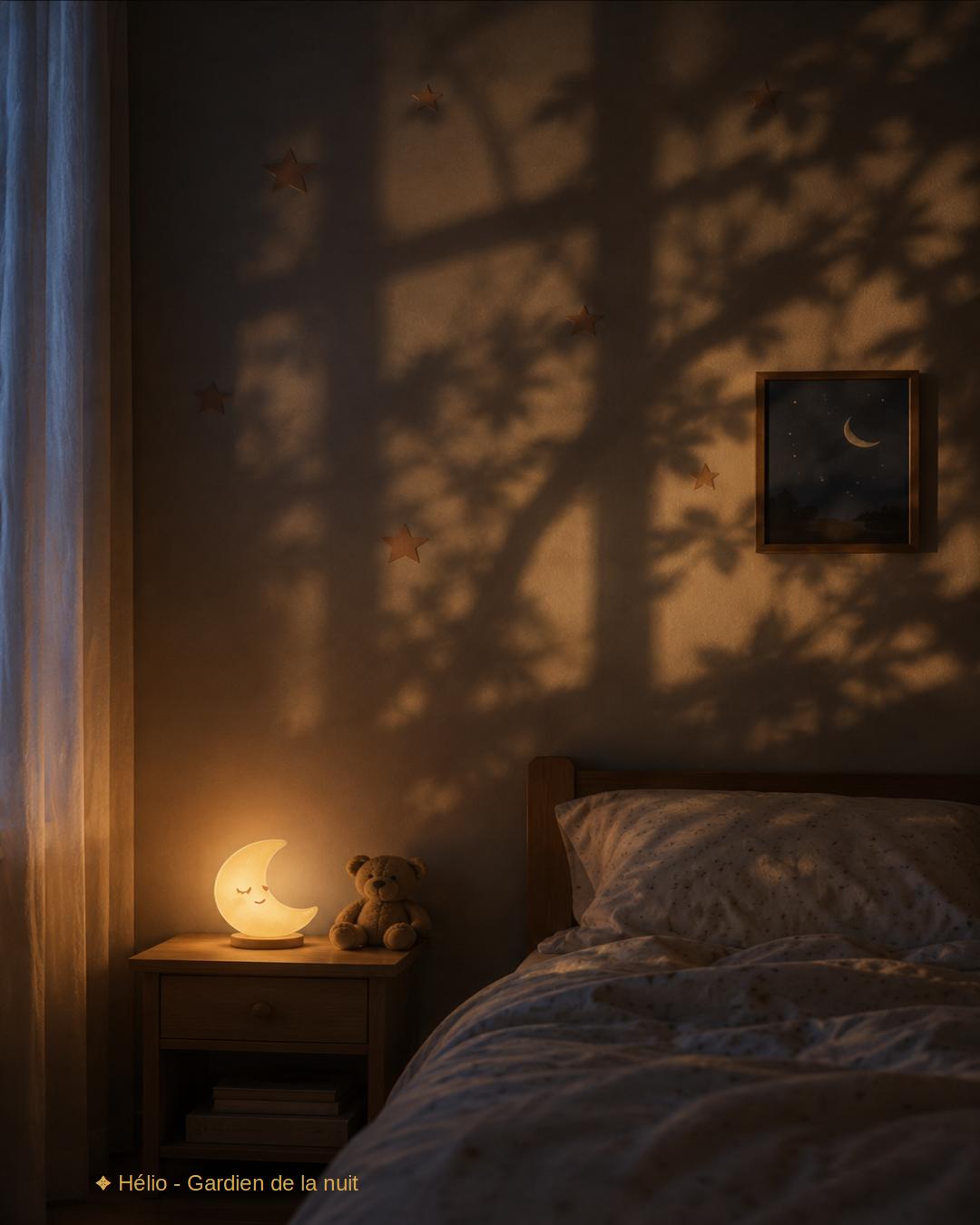 Parent assis seul dans une lumière bleutée après une soirée difficile