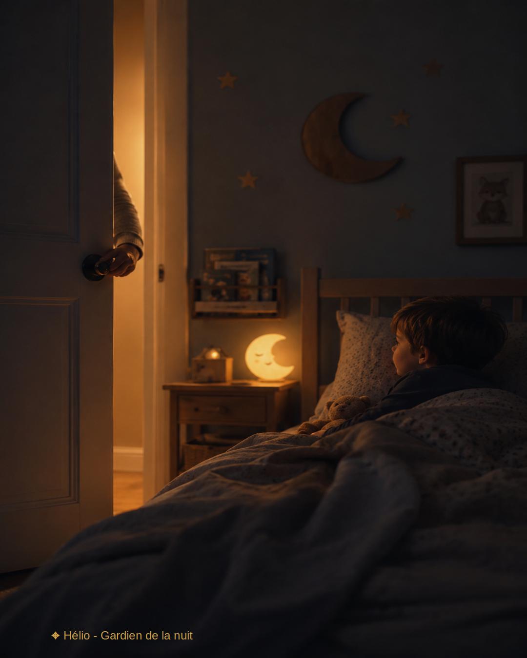 Parent inquiet surveillant un enfant endormi pendant la nuit