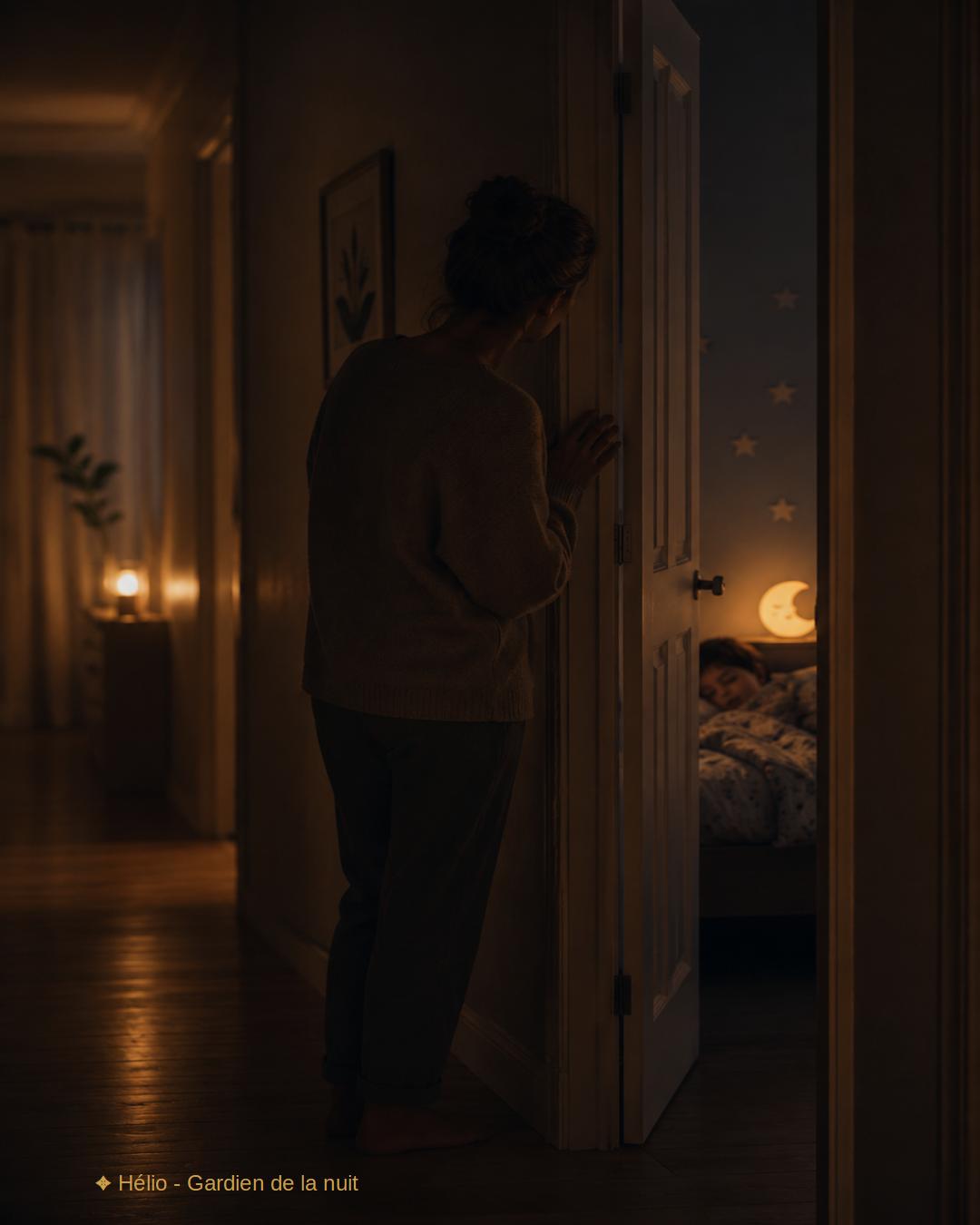 Parent parlant doucement à un enfant encore réveillé au moment du coucher